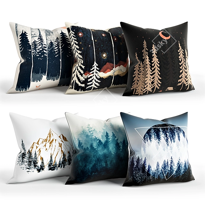 Nature-inspired Pillow Set 3D model image 1