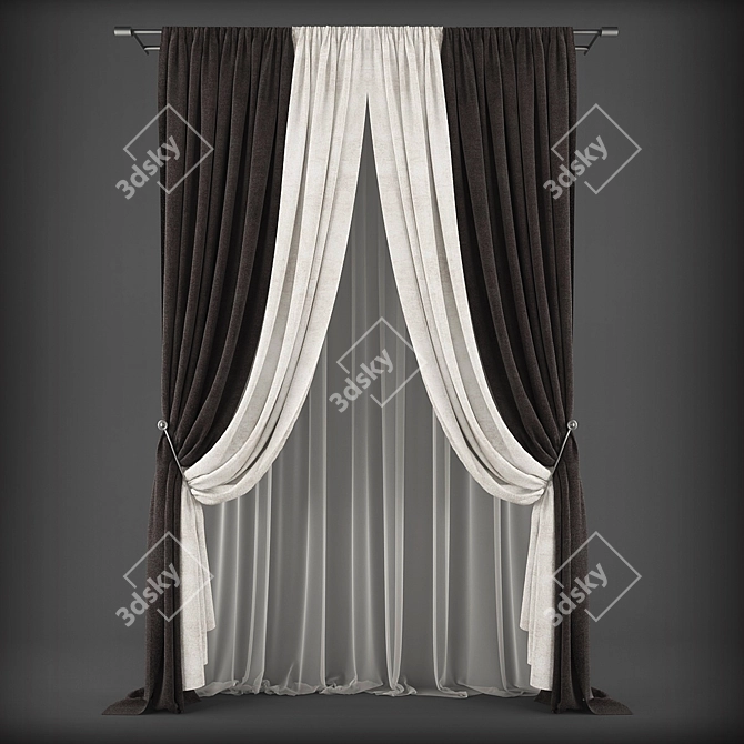 Modern Style Curtains: Polys 157396 / Verts 159205 3D model image 1