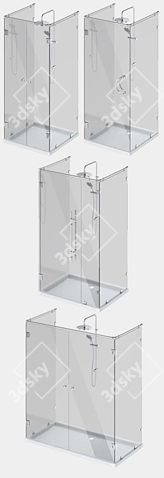 Sleek Glass Shower Cabins with Designer Handles 3D model image 2