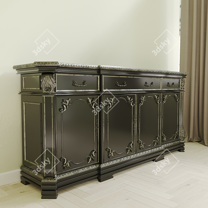 Mystic Black Gothic Commode 3D model image 2
