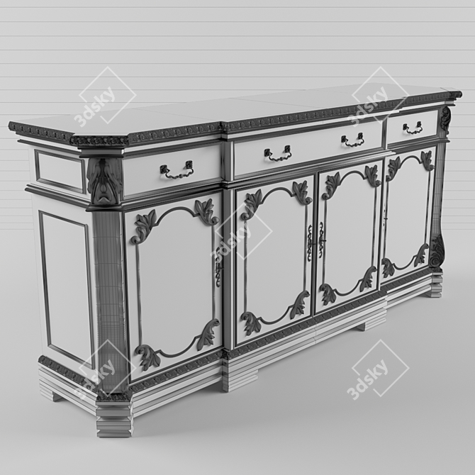 Mystic Black Gothic Commode 3D model image 3