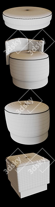 Luxurious Baxter Pouf Set: Draga & Aure Collection 3D model image 3