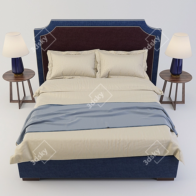 Elegant Costa Bella Viola Bed 3D model image 2