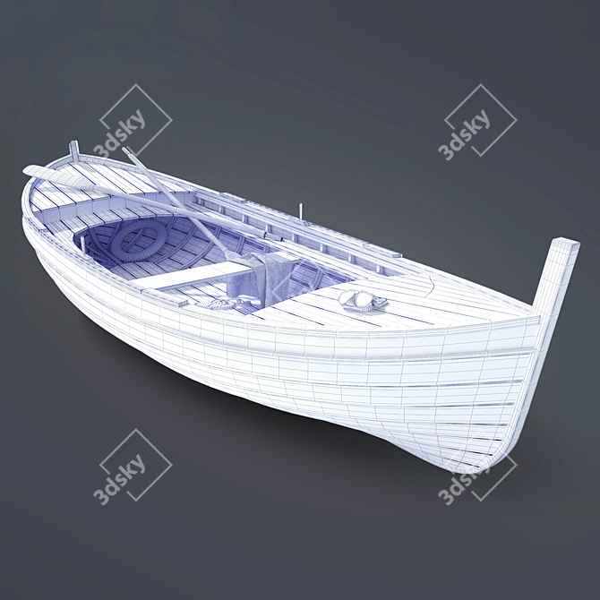 Rustic Wood Canoe 3D model image 3