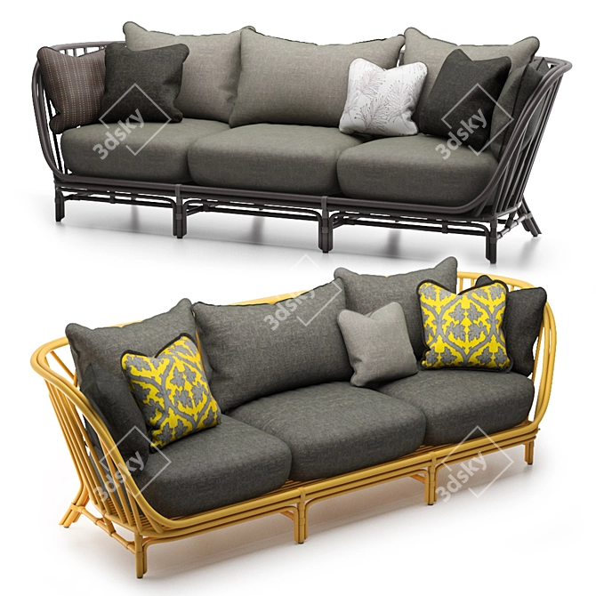 Janus et Cie Kyoto Rattan Sofa 3D model image 1