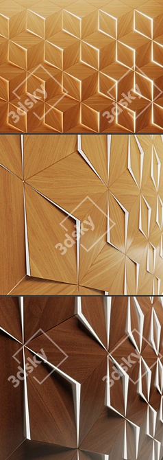 Illuminated Wood Wall Panel 3D model image 2