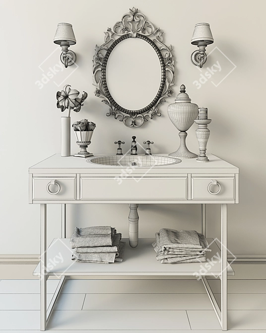 Elegant Bathroom Decor Set 3D model image 2