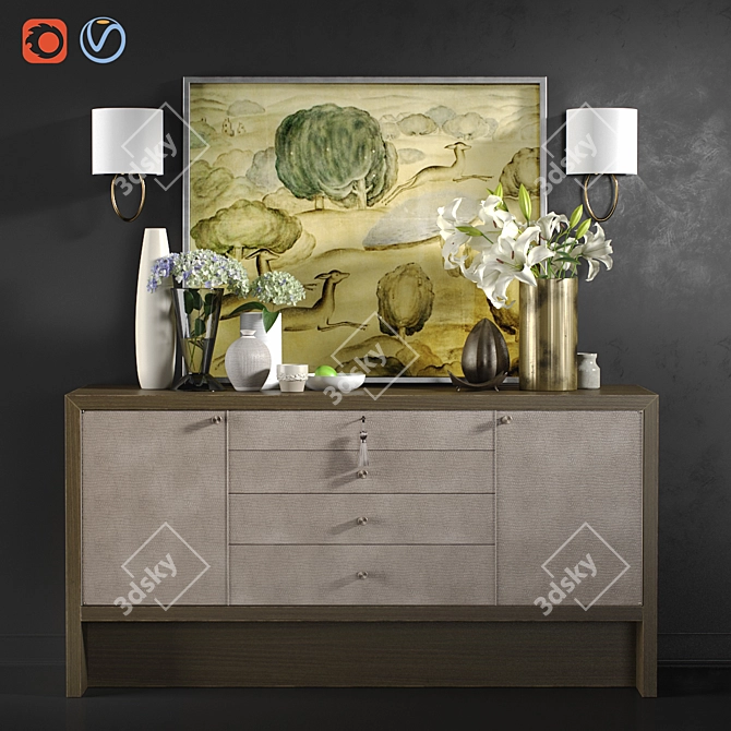 Carmel Console Chest: Art Deco Elegance 3D model image 1