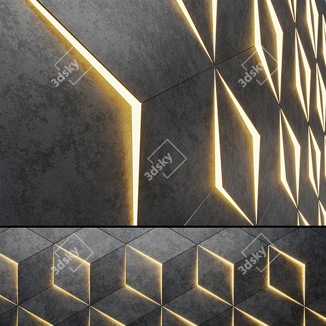 Illuminated Stone Wall Panel 3D model image 1