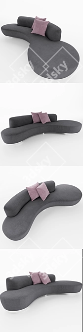 Sleek Serpentine Sofa: Vladimir Kagan 3D model image 2