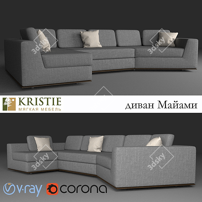 Miami Modular Sofa: Stylish Comfort 3D model image 1