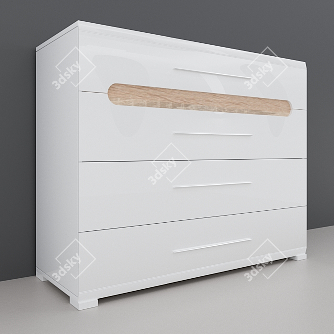 Bianco Chest - Glossy White Oak 3D model image 1