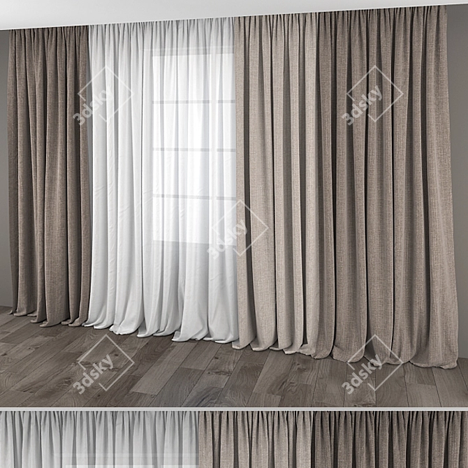 Elegant Drapes & Sheer in Assorted Fabrics 3D model image 1