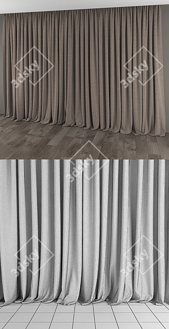 Elegant Drapes & Sheer in Assorted Fabrics 3D model image 3