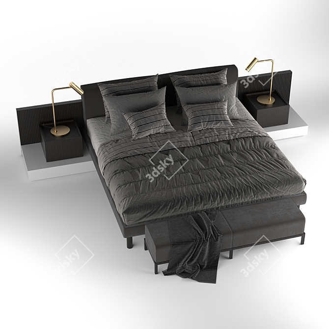 Meridiani Cliff Modular Bed: Versatile Luxury for Your Bedroom 3D model image 3