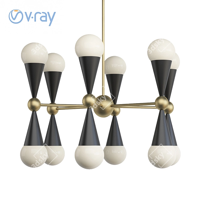 Elegant Caracas Chandelier - 12 Lights 3D model image 1