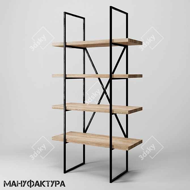 Modern 4-Shelf Shelving Unit 3D model image 1