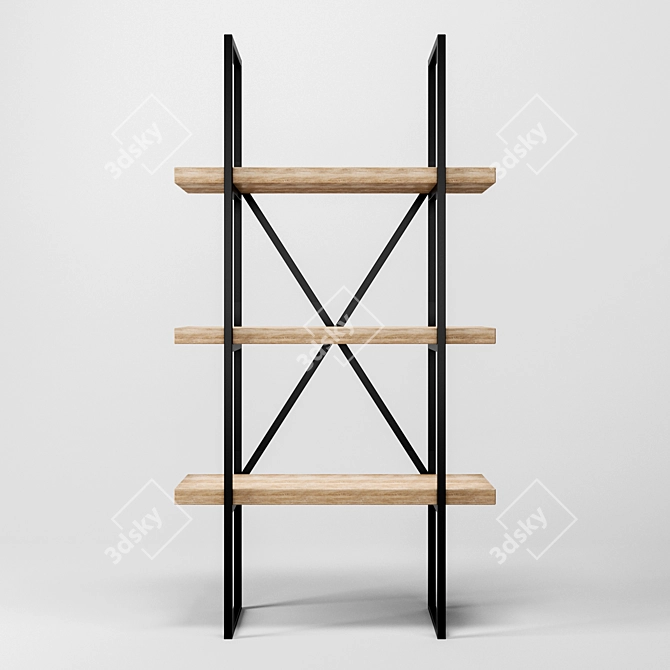 Industrial Loft Shelving Unit | 3 Shelves 3D model image 2