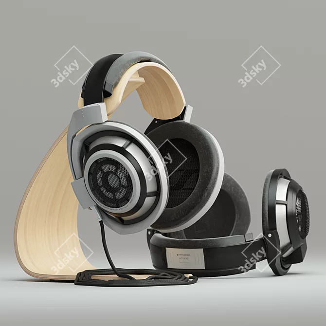 Sleek Sennheiser HD800 Headphones 3D model image 1