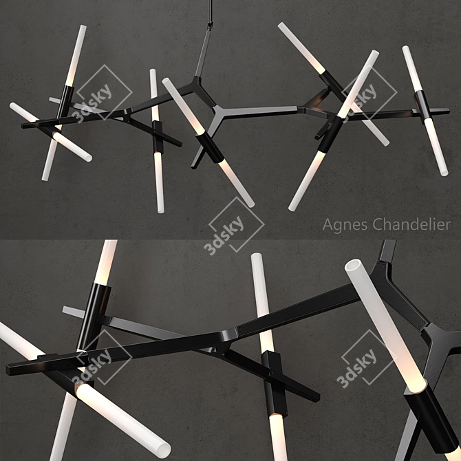 Agnes 14-Light Black Chandelier 3D model image 1