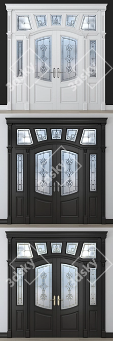 Elegant Stained-Glass Door: Artistry at Your Entrance 3D model image 2