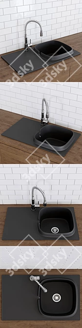 UP Ceramic Single Sink - Stylish and Functional 3D model image 2