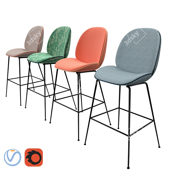 Gubi Beetle Stool: Versatile 3D Model 3D model image 1