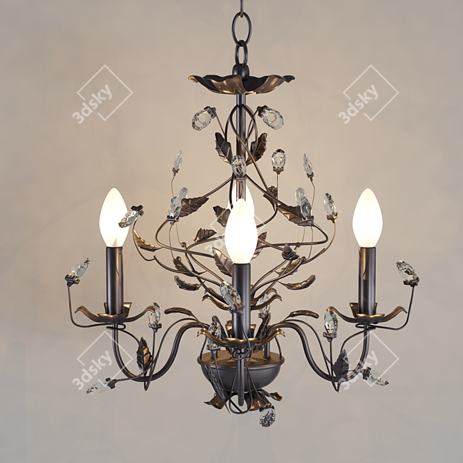 Elegant Grove 4-Light Chandelier 3D model image 1