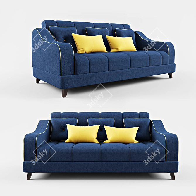 Navy Blue Velvet Sofa: Sheffild Elegance 3D model image 1