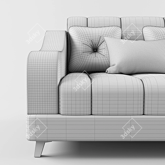 Navy Blue Velvet Sofa: Sheffild Elegance 3D model image 2