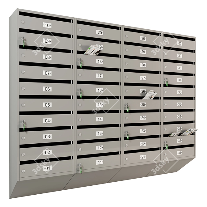 Modern Mailbox for Apartments 3D model image 1