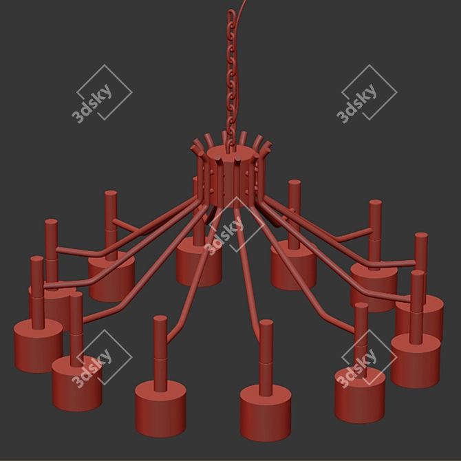 Modern Multi-Head Chandelier 3D model image 2