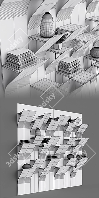 Squama Decorative Bookshelf: Modern Design by Dmitry Kozinenko 3D model image 3