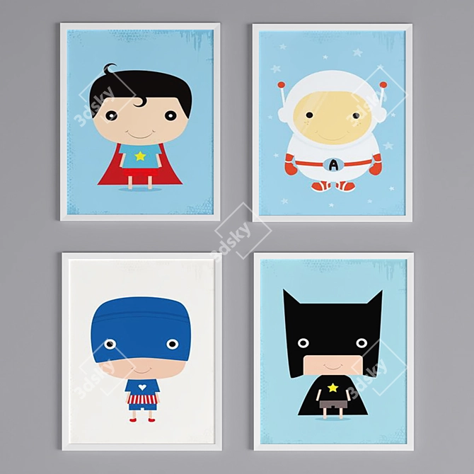 Charming Kids Canvas Prints 3D model image 1