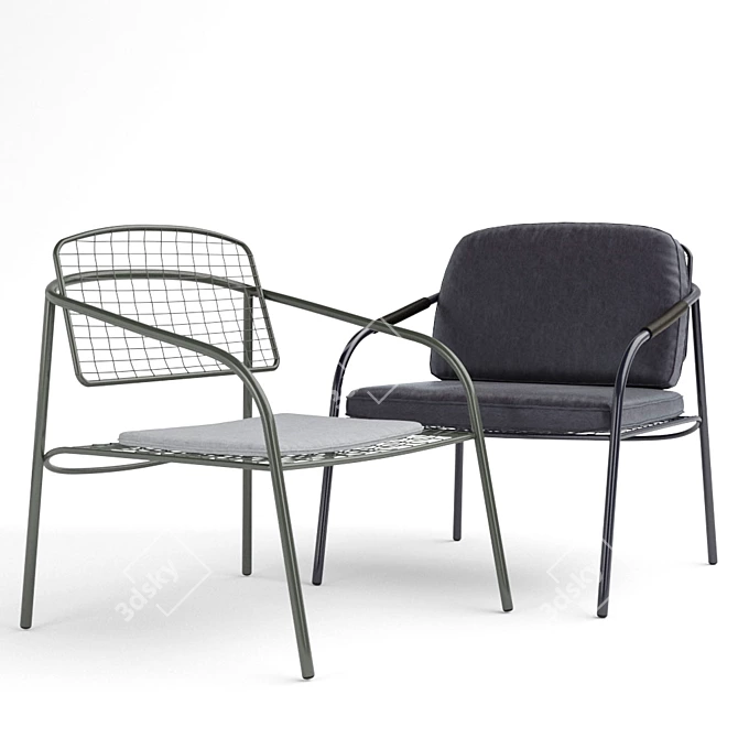 Sleek Eija Metal Chair 3D model image 1