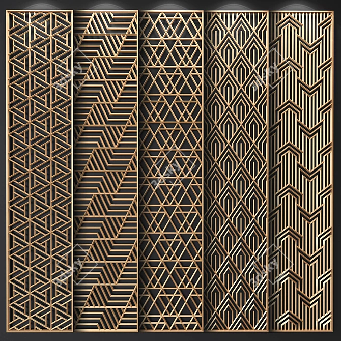 Geometric Brass Partition Set 3D model image 1