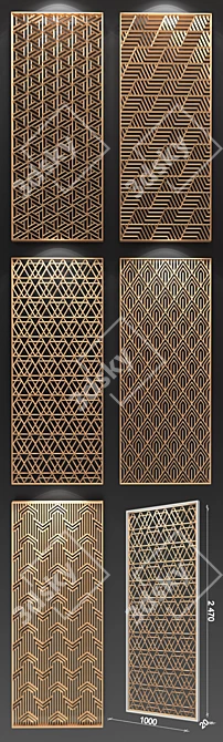 Geometric Brass Partition Set 3D model image 2