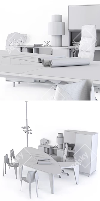 Modern Office Furniture Set 3D model image 3