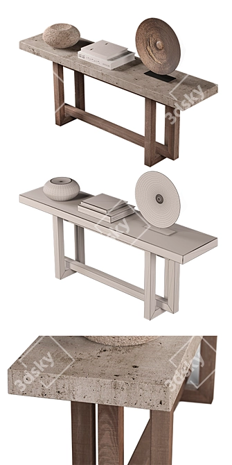 Heston Rustic Geometric Console 3D model image 3