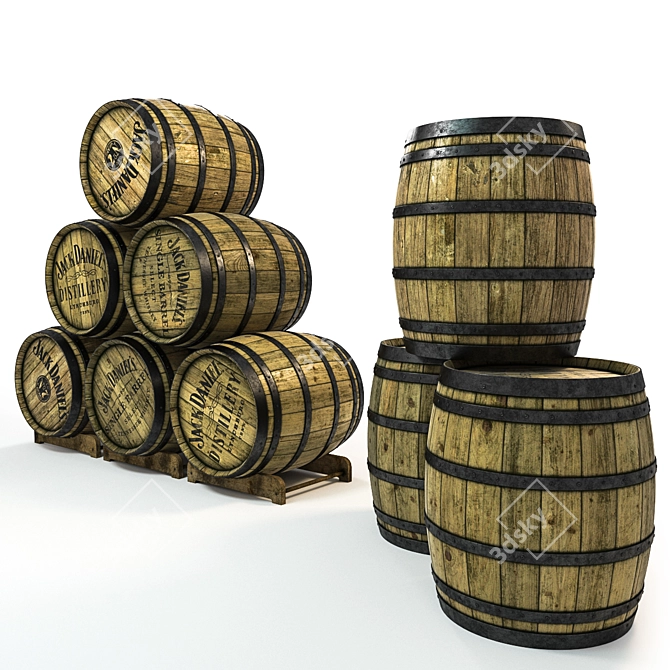 Rustic Barrel Stand - 624mm x 624mm x 677mm 3D model image 1