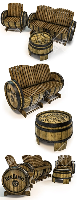 Barrel Chic 845mm Sofa Set 3D model image 2