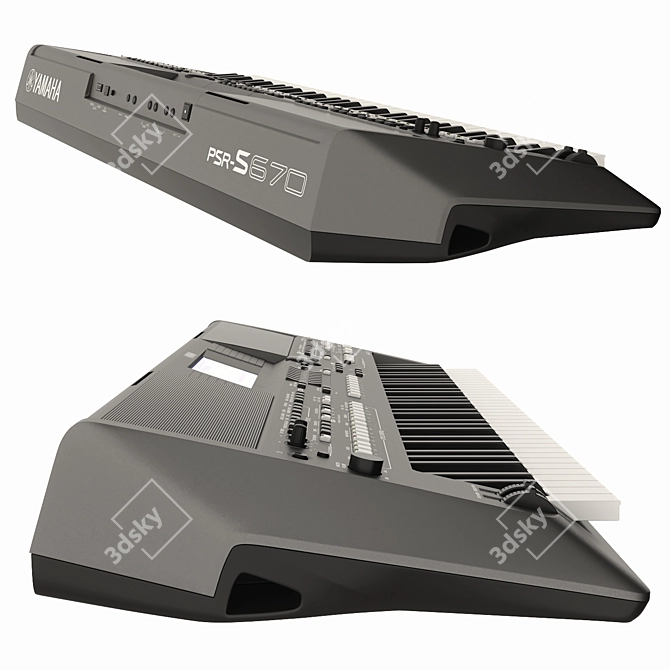 Versatile Yamaha PSR-S670 Keyboard 3D model image 2