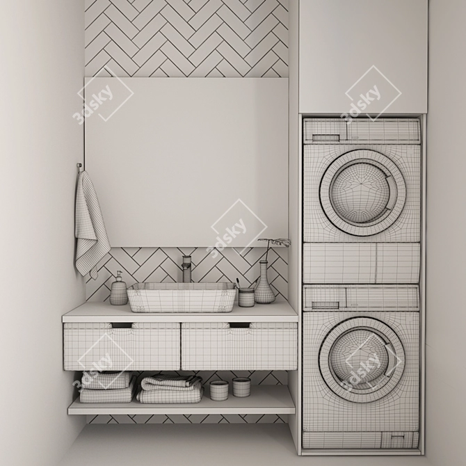 Refined Bathroom Furniture Set 3D model image 3