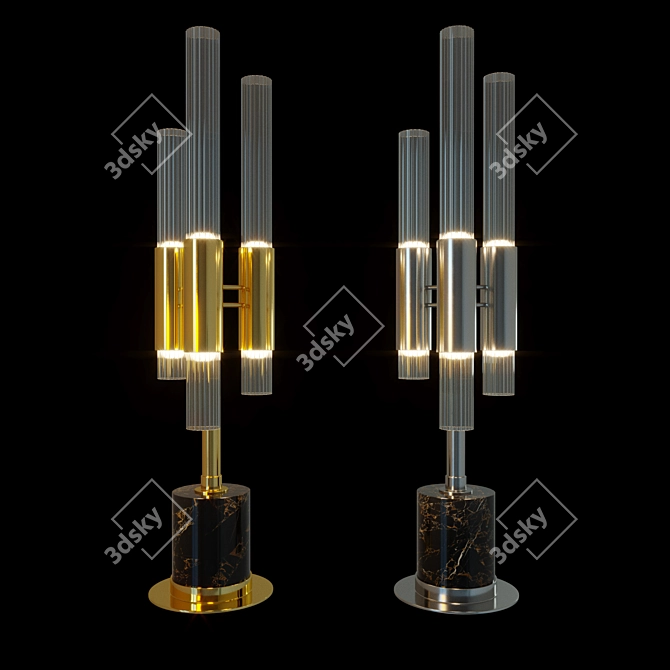 Waterfall Table Lamp: Elegant Brass Design 3D model image 1