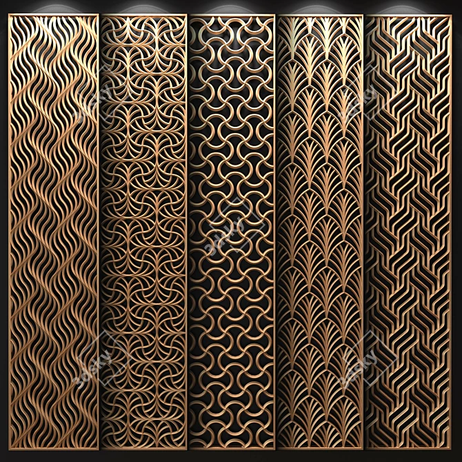 Geometric Brass Decorative Partition 3D model image 1