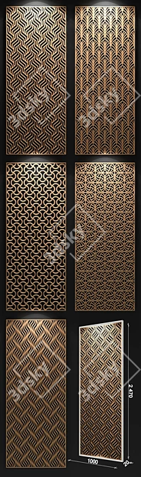 Geometric Brass Decorative Partition 3D model image 2