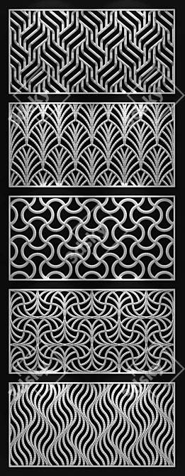 Geometric Brass Decorative Partition 3D model image 3