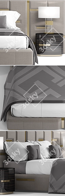 Elegant Designer Bed 3D model image 2