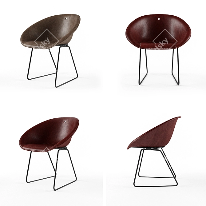 Sleek Leather Armchair 3D model image 2