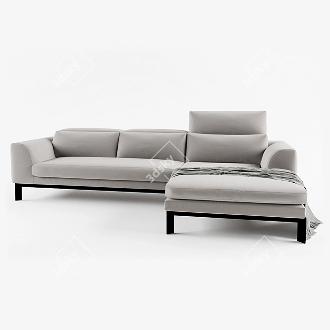 Clayton Modern Fabric Sectional 3D model image 1